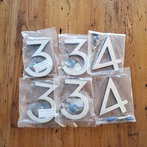 NWT Modern Floating Brushed Nickel House Numbers 6"